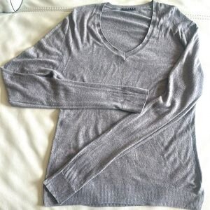Sisley men’s Italian thin wool blend sweater sz M grey. Lori Piana style stitch.